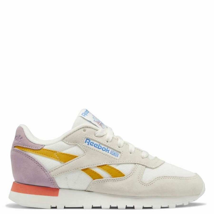 Low Top * | Reebok Women'S Classic Leather In Chalk/Bright Ochre/Infused Lilac