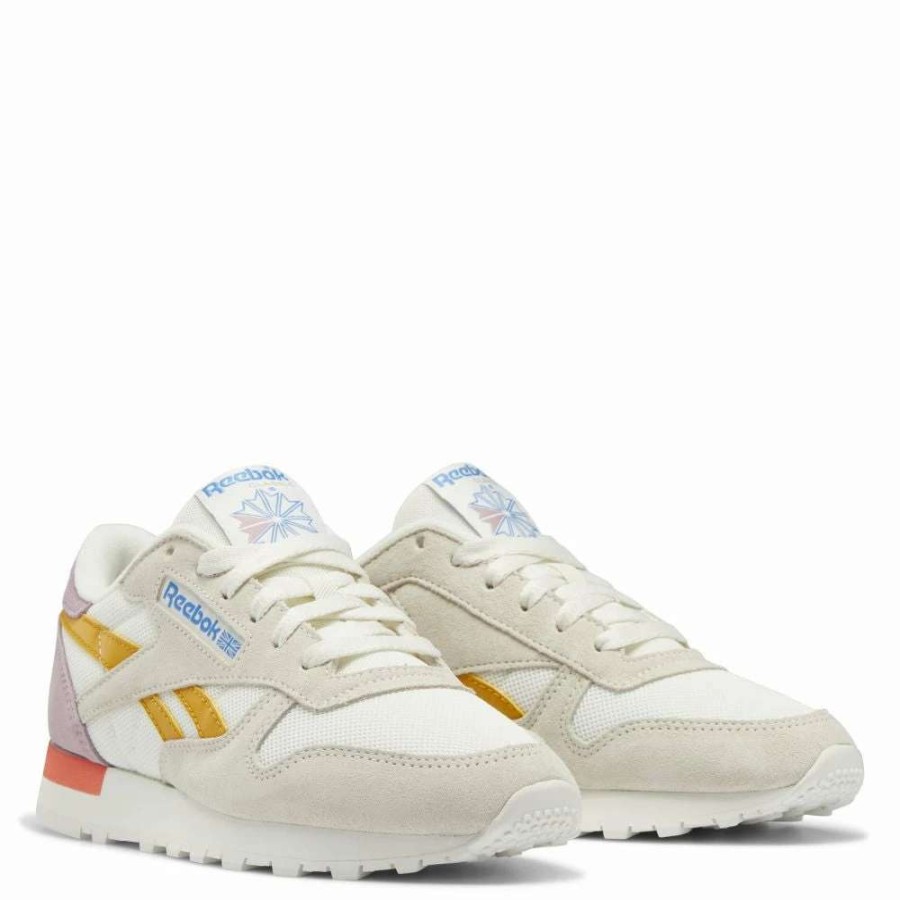 Low Top * | Reebok Women'S Classic Leather In Chalk/Bright Ochre/Infused Lilac