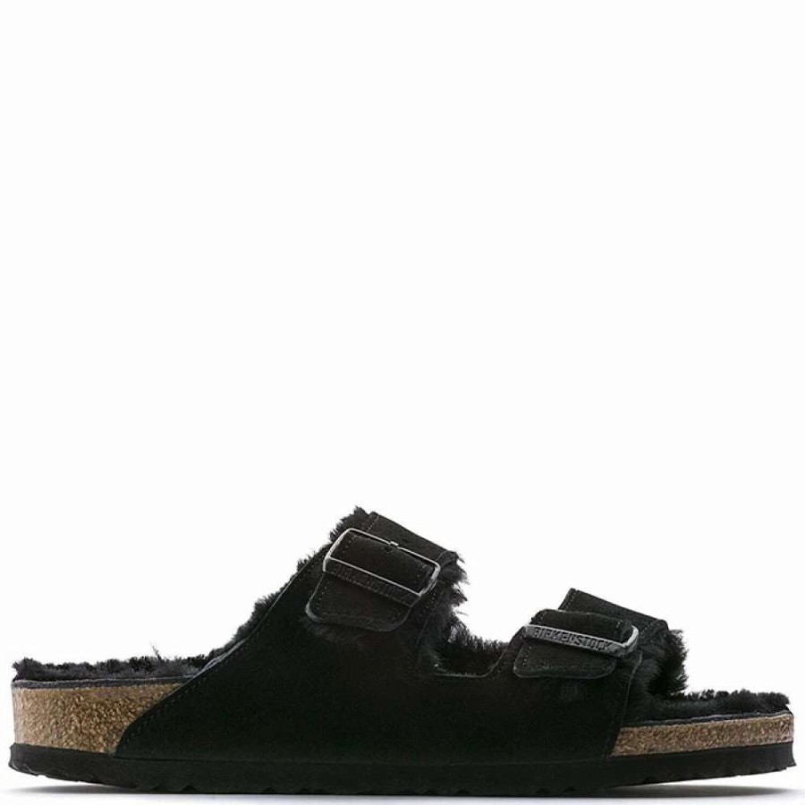 Outdoor * | Birkenstock Arizona Shearling In Black (Narrow Width)