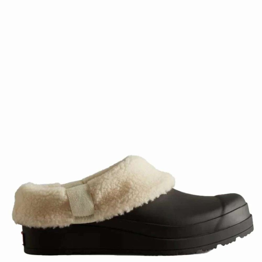 Outdoor * | Hunter Women'S Play Vegan Shearling Insulated Clogs In Black