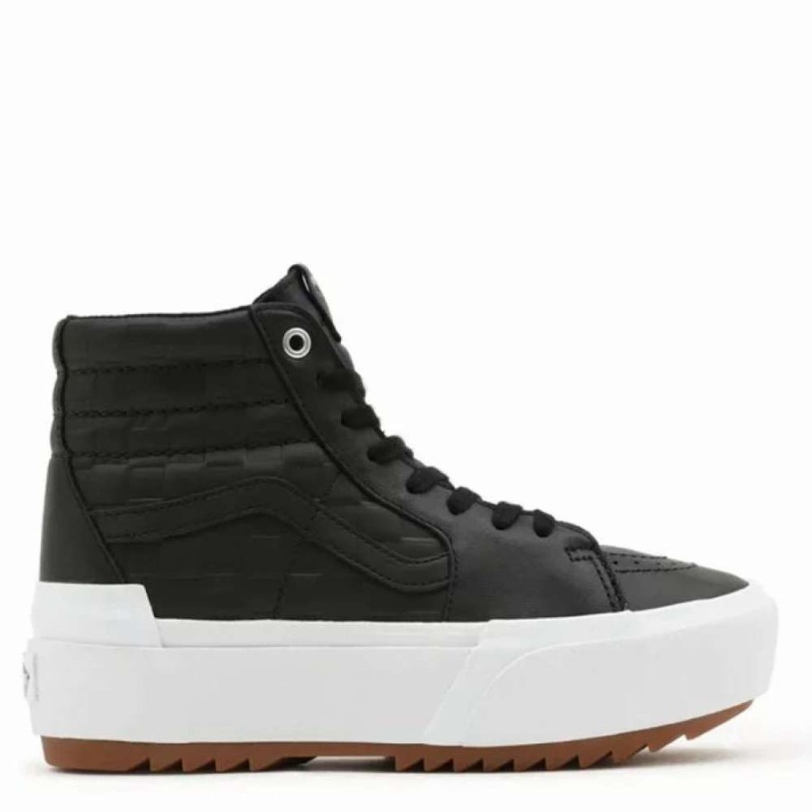 Platform * | Vans Women'S Emboss Check Sk8-Hi Stacked In Black/True White