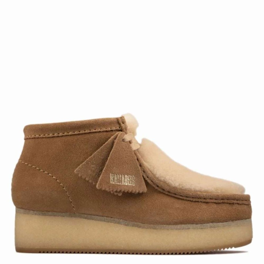 Platform * | Clarks Women'S Wallabee Wedge In Light Tan Suede