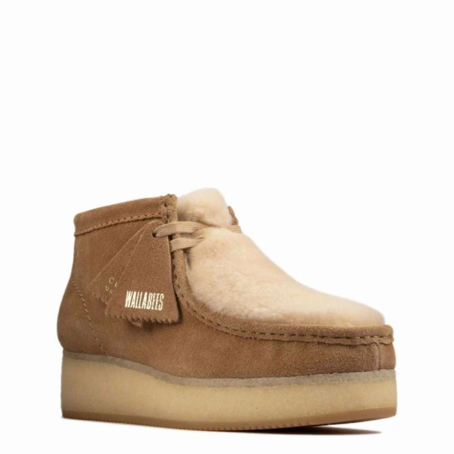 Platform * | Clarks Women'S Wallabee Wedge In Light Tan Suede