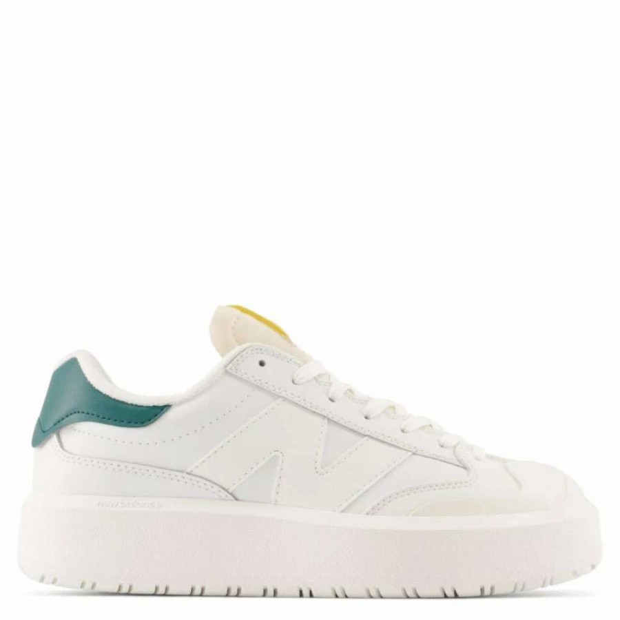 Athletic * | New Balance Ct302 In White With Vintage Teal And Maize