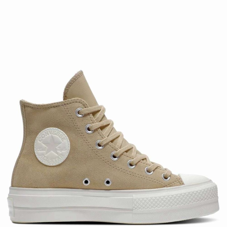 Platform * | Converse Women'S Chuck Taylor All Star Lift Platform Hi Suede In Nomad Khaki/Desert Sand/Egret