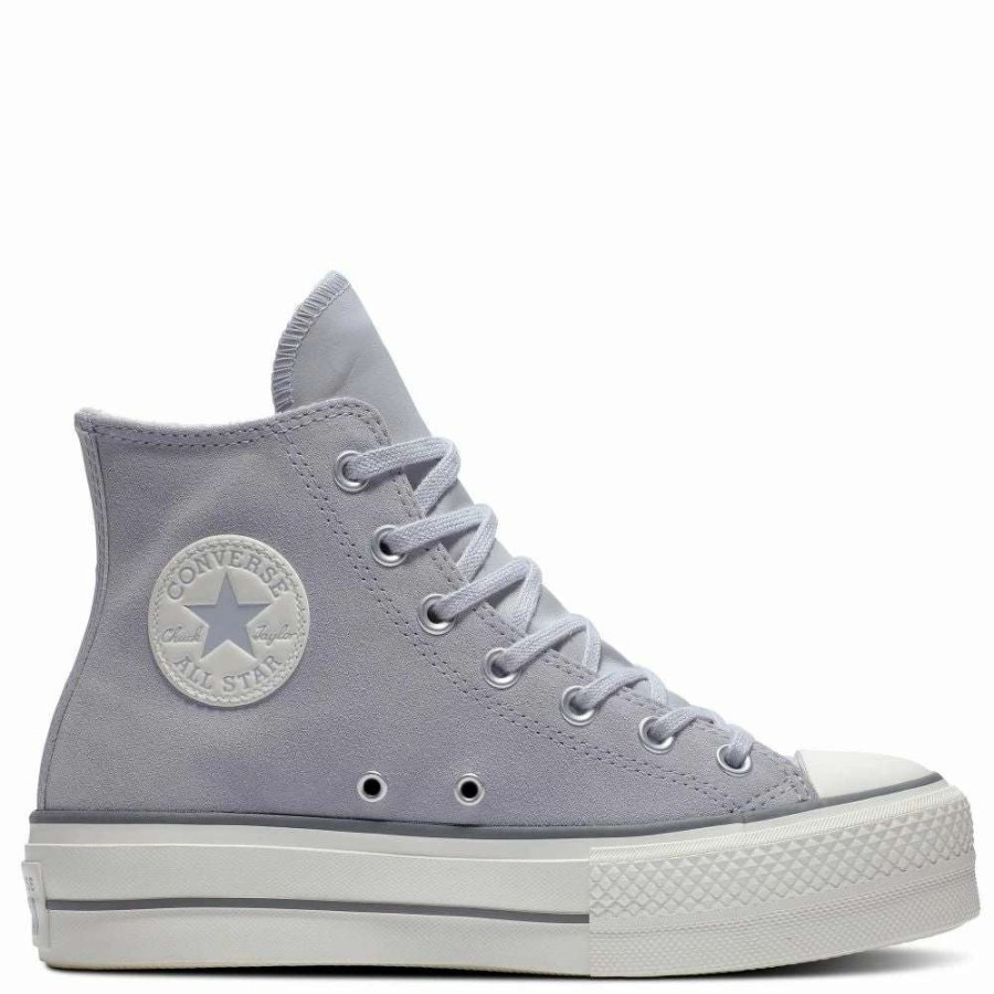 Platform * | Converse Women'S Chuck Taylor All Star Lift Platform Hi Suede In Gravel/Iron Grey/Egret