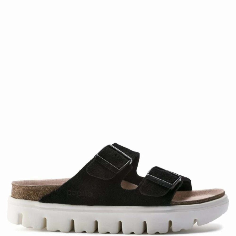 Platform * | Birkenstock Women'S Arizona Platform In Chunky Suede Black (Narrow Width)