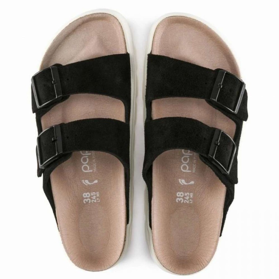 Platform * | Birkenstock Women'S Arizona Platform In Chunky Suede Black (Narrow Width)