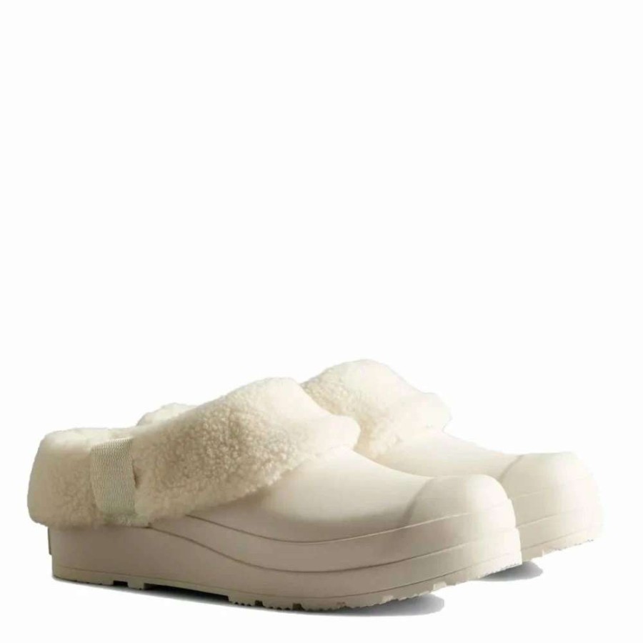 Outdoor * | Hunter Women'S Play Vegan Shearling Insulated Clogs In White