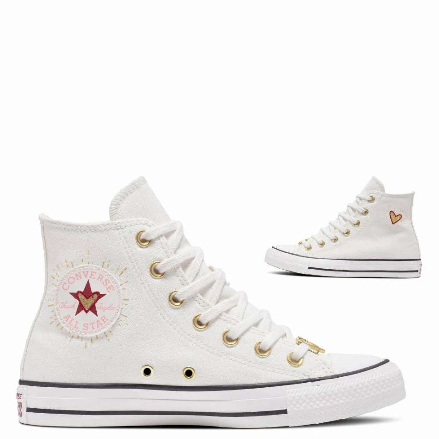 High Top * | Converse Women'S Chuck Taylor All Star Hi Hearts In Vintage White/White