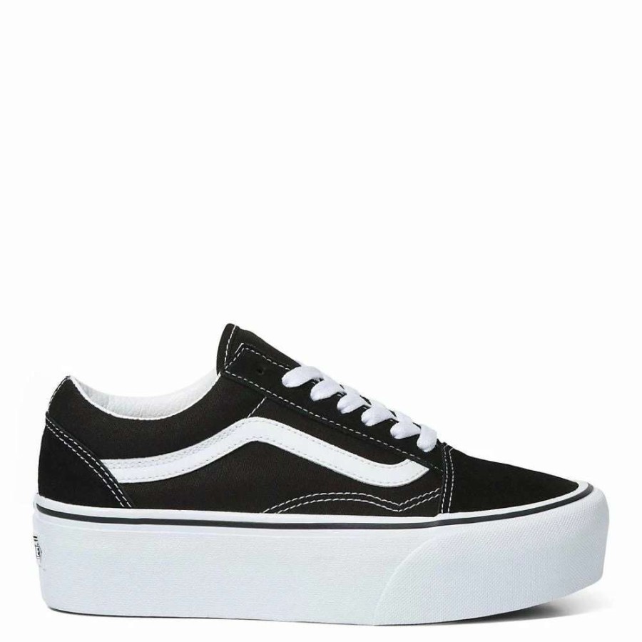 Platform * | Vans Women'S Old Skool Stackform In Suede/Canvas Black/True White